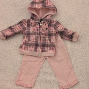 U.S. Polo Assn. Pink and Gray Plaid Kids Set.  Jacket And Pants Set.